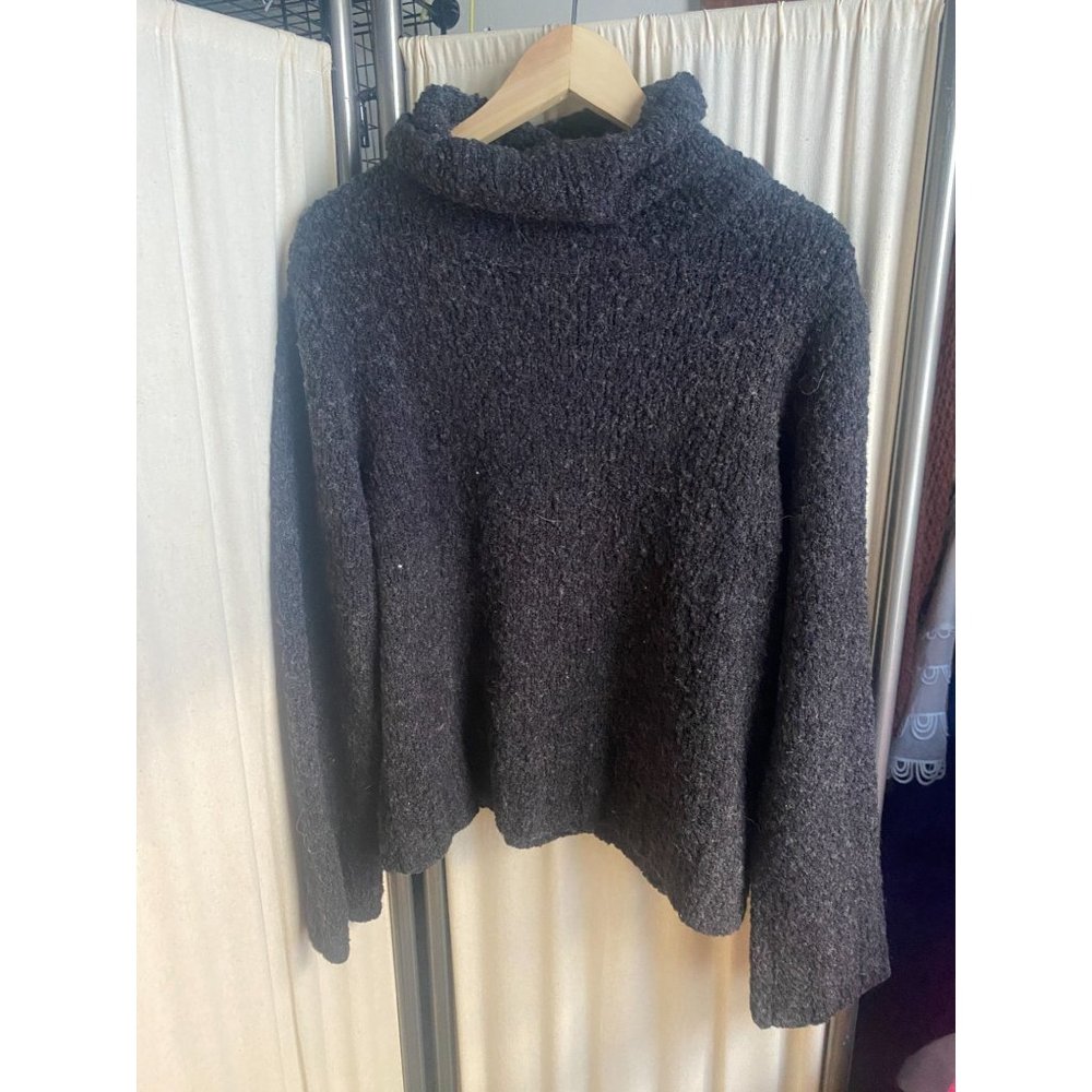 VTG EUC April Cornell for Cornell Trading Black Wool Blend Sweater Large